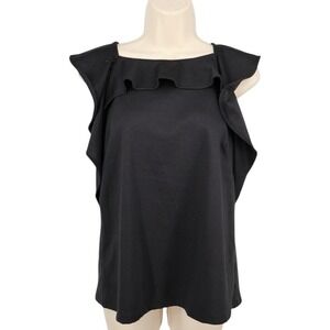 Eva Franco Anthropologie Black Ruffle Tie Neck Sculptural Sleeveless‎ Top NWT 4